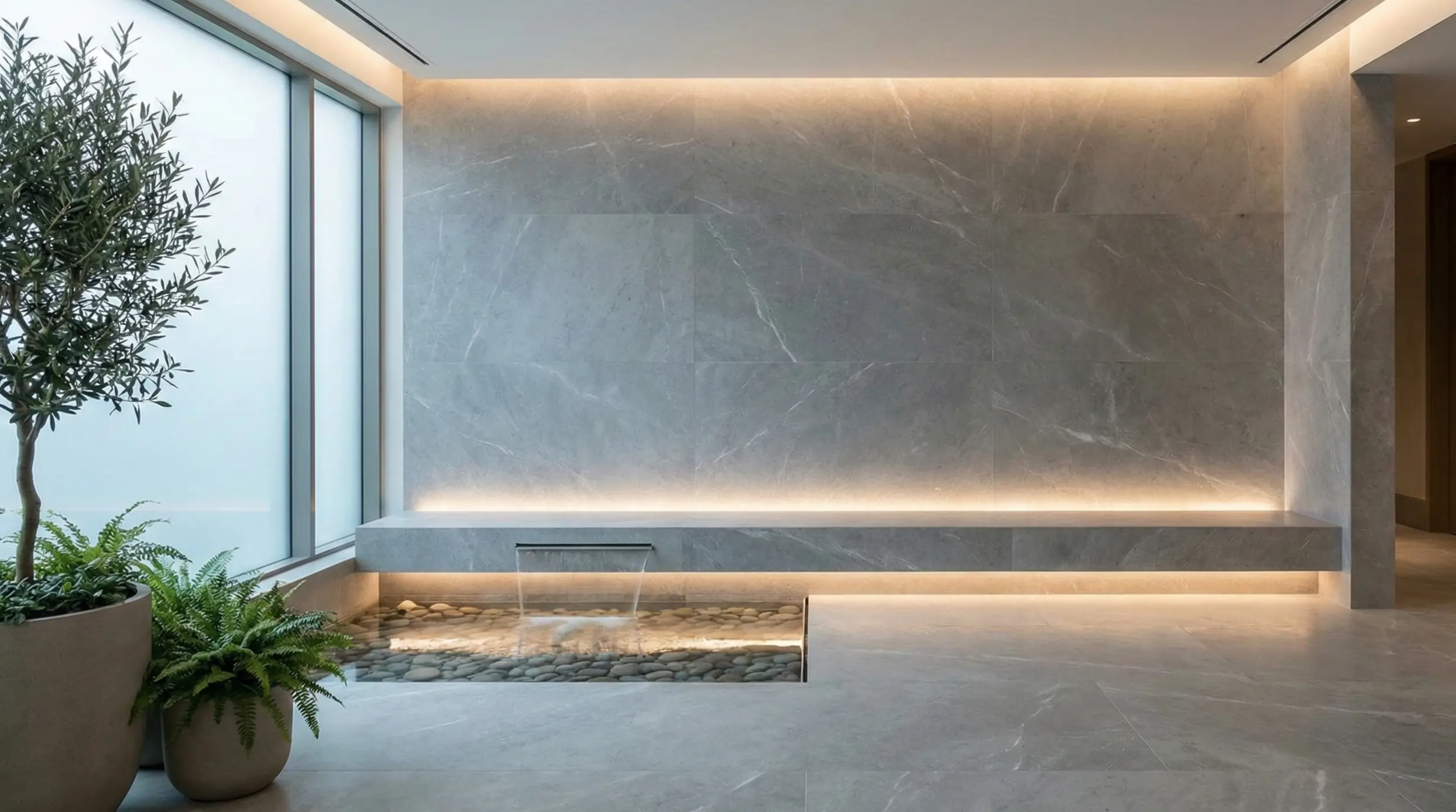 Luxury wellness center with serene natural stone - Schugar Natursteinfliesen