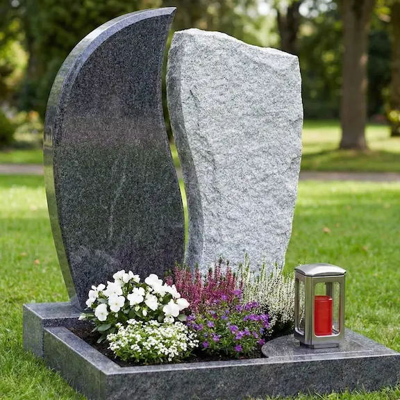 Modernes Urnengrabmal in Naturstein