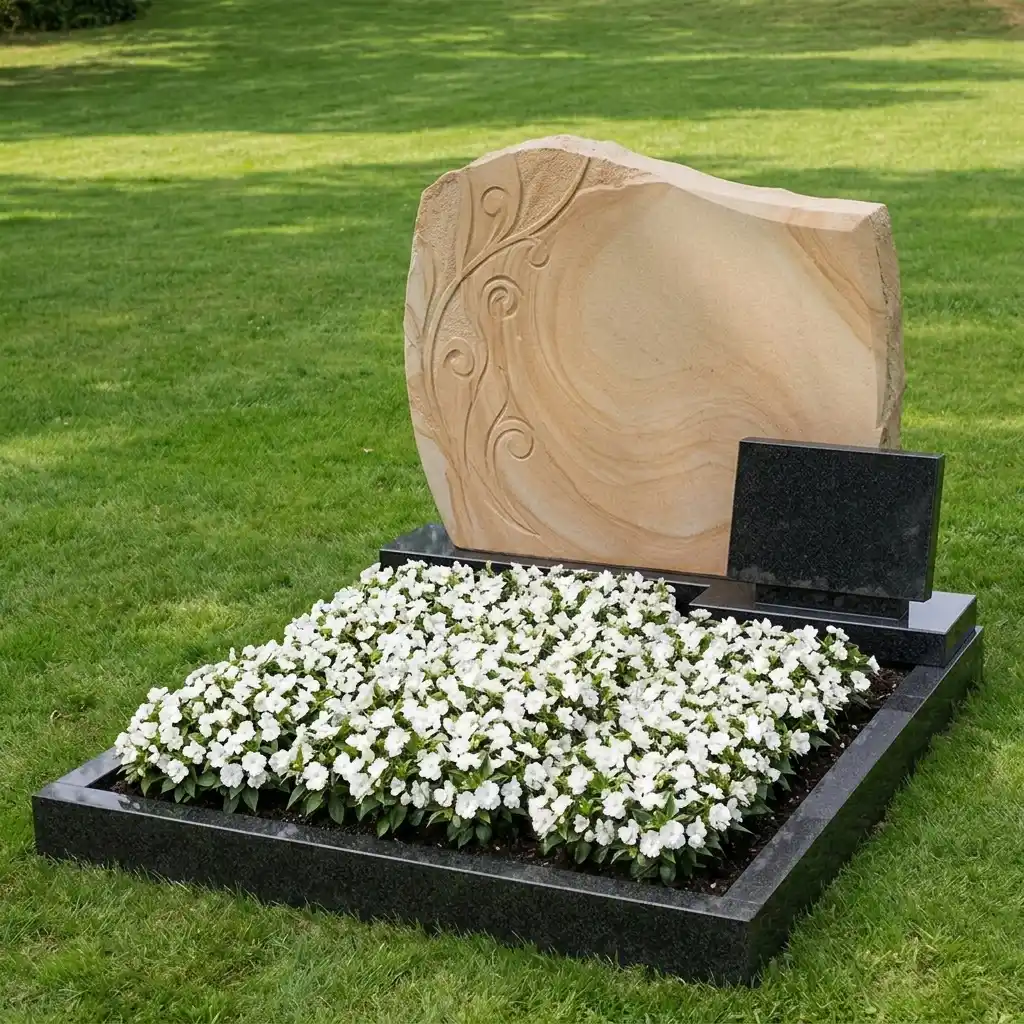 Zusätzliche Liegeplatte als Ergänzung auf einem mehrstelligen Wahlgrab in Frankfurt