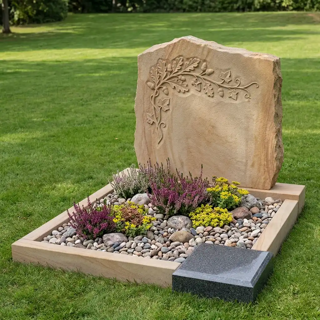 Dezenter Zusatzstein für Urnenbeisetzung im Familiengrab aus witterungsbeständigem Basalt