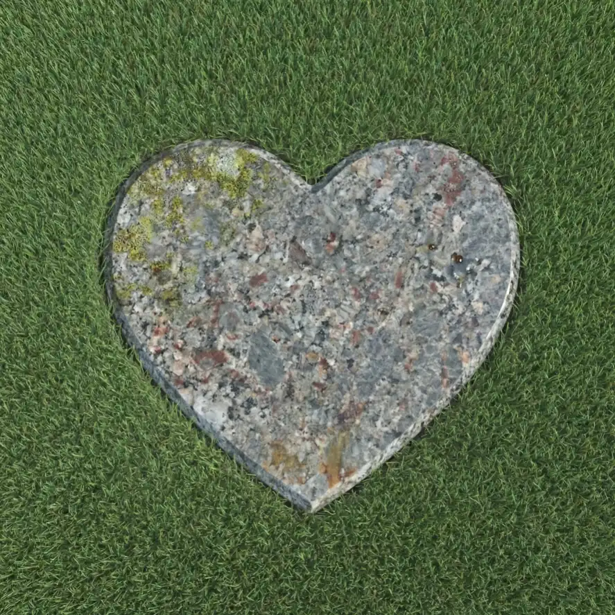 Bündig eingelassener Kissenstein aus hellem Naturstein