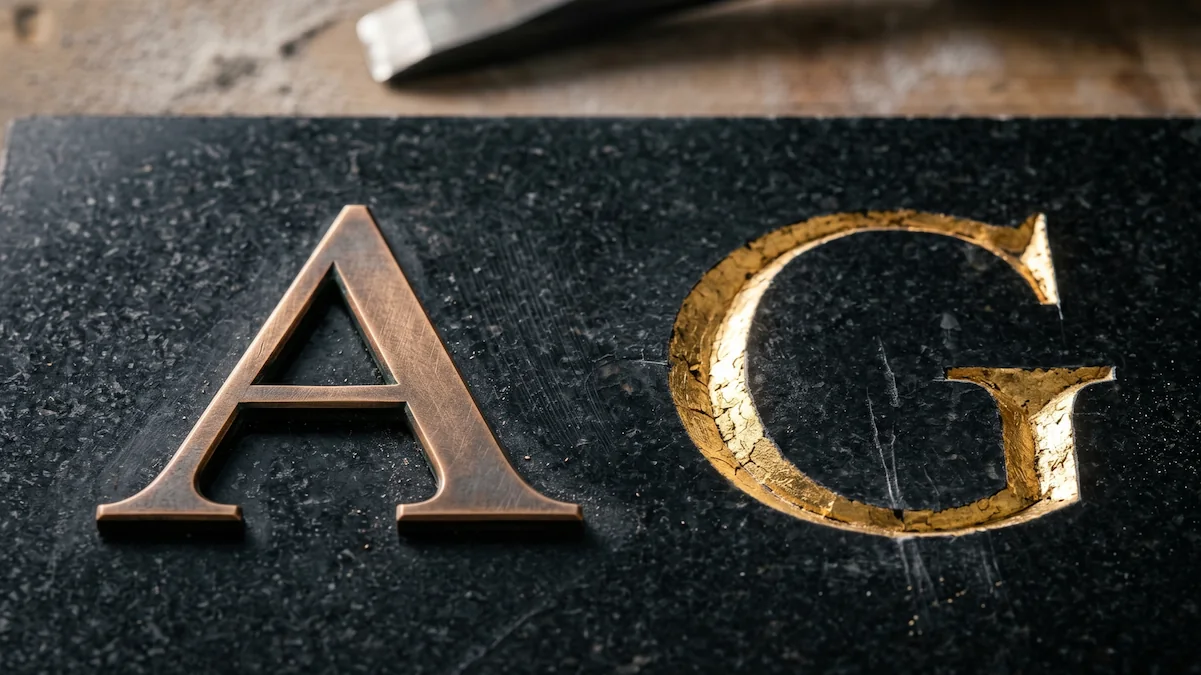 Grabstein Schriftarten im Vergleich: Gravur, Bronze und Blei
